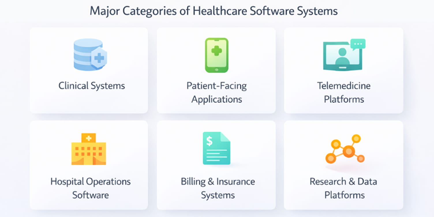 Major categories of healthcare software systems